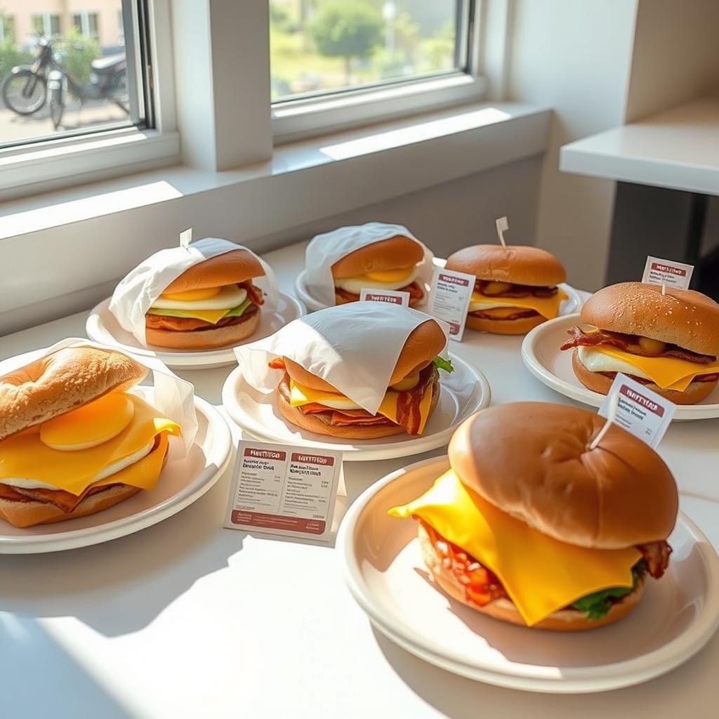 Comparison Table of Nutritional Info Healthiest Fast Food Breakfast Sandwiches